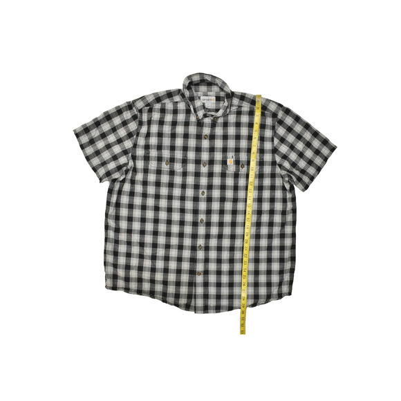 Carhartt Men's Plaid Short Sleeve Button-Down Shirt Black Size XL Cotton - Picture 2 of 8
